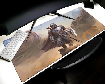 Star Wars Desk Mat Boba Fett Mouse Pad XL, Star Wars Gaming Mat, Mandalorian Keyboard Pad, Star Wars Mousemat, Custom PC Playmat