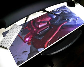 Char's Zaku II Desk Mat Gundam Mobile Suit Mouse Pad, TCG Card Game GCG Playmat Gaming Mat Gift Keyboard Mat, Gundam Extended Mouse Pad