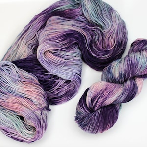 Hand Dyed Yarn, Fingering weight, Superwash Merino Wool, Sugarplum Sky image 1