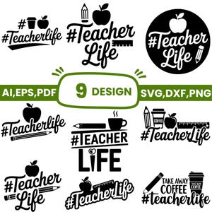 先生SVG、先生のスプリットモノグラムSVG、新学期SVG、先生の名言SVG、先生の要素SVG、先生の生活、学校SVG、クリカット＆シルエット