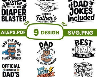 Father's Day SVG Bundle, New Dad SVG, Funny Dad Shirt PNG, First Father's Day, Dad Jokes Cricut Cut Files, Grill Master, Sublimation