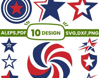 4th of July Stars Laser Cut File, Stacked Stars Laser Cut File, Patriotic Laser Designs, American Flag Stars SVG, Standing Stars Laser File