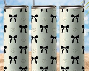 Coquette Bows Tumbler Design: Checkered 20oz PNG Wrap (Digital Download)