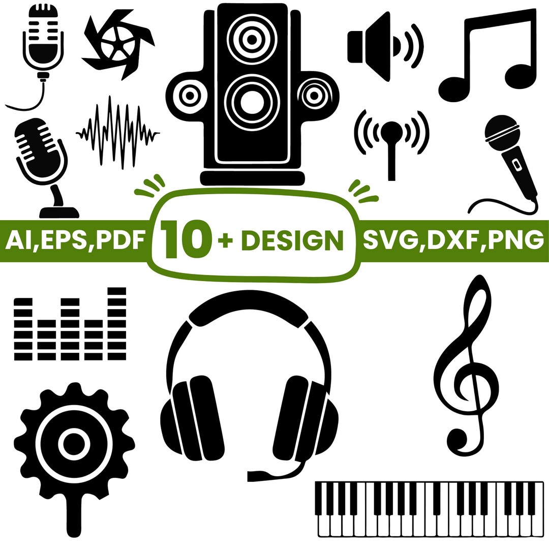 Music Icon SVG Bundle: Instruments, Notes, Vinyl (digital Download) - Etsy