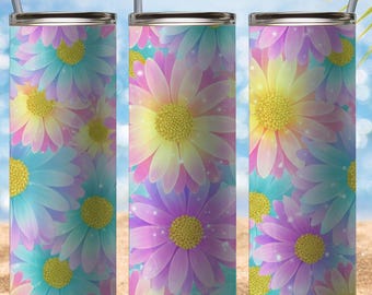 Floral Tumbler Wrap: Spring Flower Sublimation Design (Digital Download)