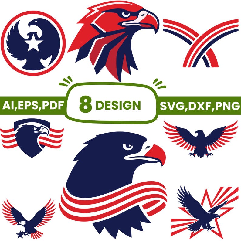 Patriotic Eagle SVG Bundle American Flag Bird 4th of July Cut Files for ...