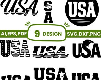 USA SVG Bundle, Patriotic American Flag Eagle DXF, 4th of July Shirt Design, Cricut Cut Files, Independence Day Vector, Usa Typography Png