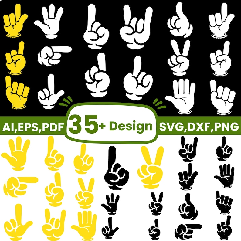 Hand Sign SVG Bundle: Symbol Clipart, Cut Files (digital Download) - Etsy