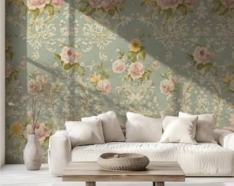 Vintage Floral Wallpaper Pattern: Seamless Repeatable Design (PNG Files)