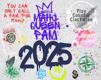 Adesivo personalizzato per carte Mah Jongg Graffiti: accessorio di gioco personalizzato (download digitale)