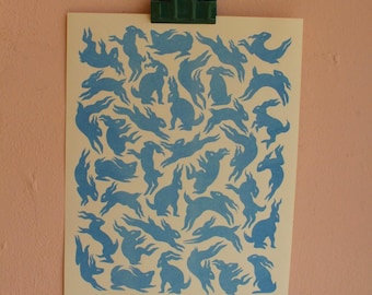 So Many Rabbits Riso Print