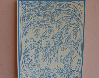 Hares on the Mountain riso print
