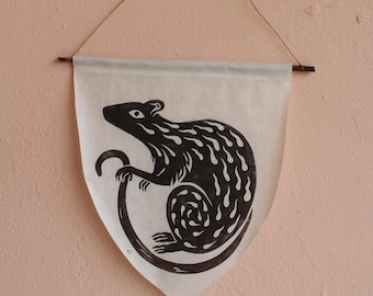 Block Printed Rat "Flag"