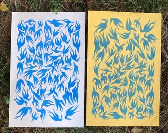 Strange Birds riso print