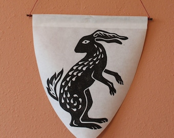 Block Printed Rabbit "Flag"