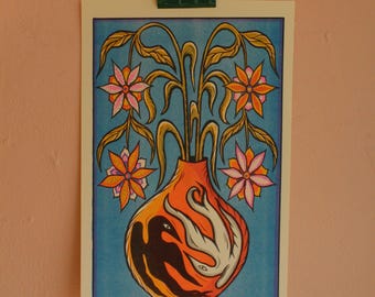 Bird Vase Riso Print