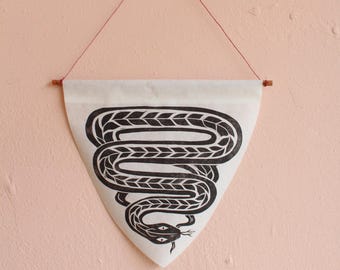 Block Printed Snake "Flag"