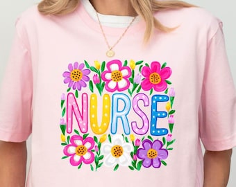Floral Nurse Shirt, RN T-Shirt for Nurses, Nursing School Gift Tee, New Nurse Graduation Shirt, Nurse Appreciation Flowers Sweatshirt