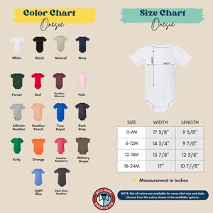 a baby bodysuit with different colors and sizes