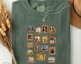 Famous Paintings Shirt, Classic Art Gallery Tee, Mona Lisa Starry Night Klimt Art Lover T-Shirt, Museum Aesthetic Gift, Renaissance Art Top