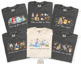 Disney Princess Shirt, Disneyland Girls Trip 2026 Tee, Aesthetic Princess T-shirt For Women, Magical Girl Apparel, Cinderella Belle Rapunzel