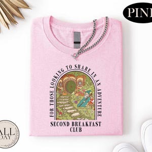 Second Breakfast Club Shirt, Adventure Bookish T-shirt, Fantasy Book Lover Top, Middle-Earth Fan Inspired Apparel, Cottagecore Sweatshirt Bild 8