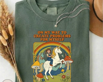 On My Way To Create Problems For Myself Shirt, Sarcastic Graphic Sweater, Mental Health T-shirt, Funny Anxiety Top, Retro Adult Humor Outfit