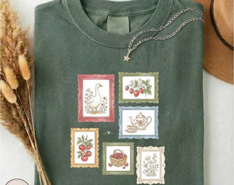 Chemise en oie Cottagecore, vêtements de jardinage vintage, sweat-shirt esthétique pour femme, haut animal de la ferme, t-shirt couleurs confort été printemps