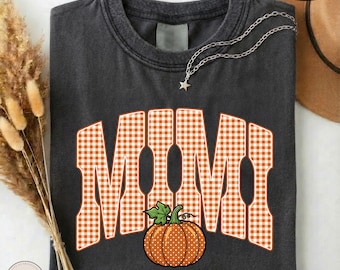 Cozy Fall Mimi Shirt, Comfort Colors Pumpkin Mimi Tee, Gingham Autumn Mimi T-shirt, Cute Grandma Fall Gift Top, Thanksgiving Mimi Sweatshirt