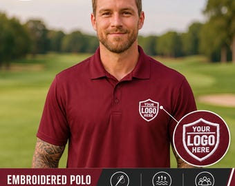 Custom Embroidered Logo Dry Fit Polo Shirt, Personalized Business Polo for Men, Team Uniform Golf T-shirt, Corporate Company Workwear Top