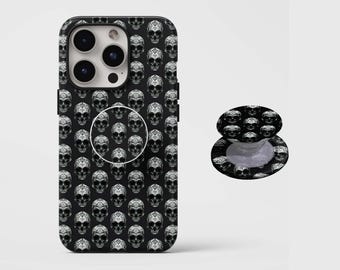 Gothic Skull Phone Case,Punk Alternative Horror Gift,For iphone 17 16 15 14 Pro,Samsung Galaxy S25 S24,MagSafe compatible magnetic stand