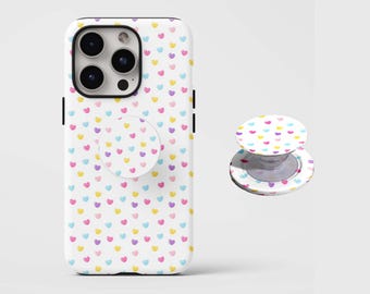 Colorful Hearts Phone Case,Retro Y2K Sweet Girly Style,For iphone 17 16 15 14 ProMax,Samsung S25 S24 Ultra,MagSafe compatible magnetic stand