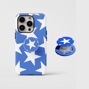 Minimal White Star Phone Case,Retro Y2K Light Blue Simple Geometric,For iPhone 17 16 15 14 13 12 11 Pro Max,Samsung S26 S25 Ultra,Magsafe