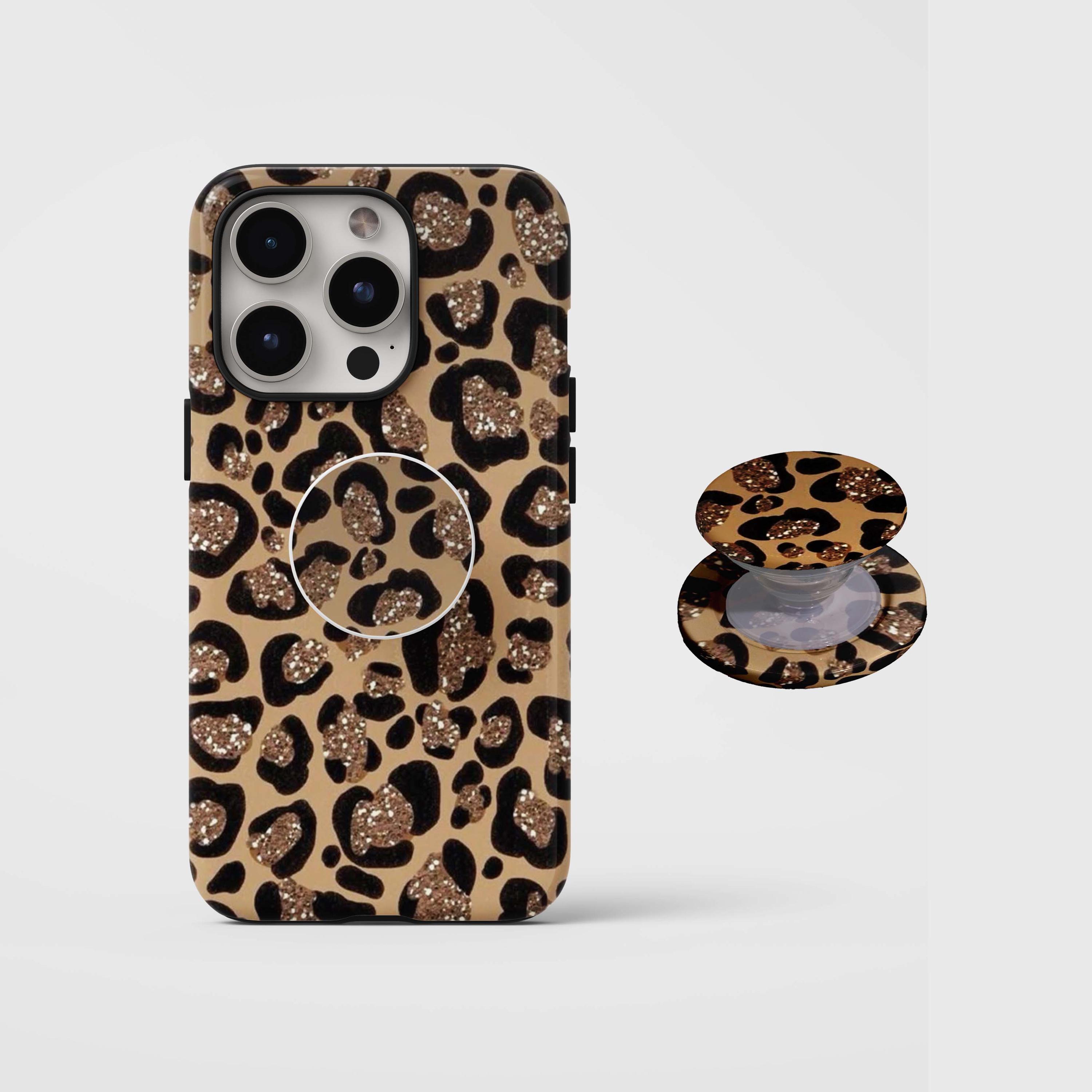 Leopard Balloon Dog Phone Grip, Cheetah Print PopSocket, Pink - View #9