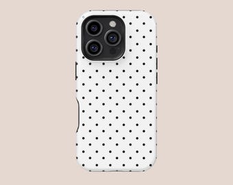 White And Black Polka Dots Phone Case,Retro classic girly gift,Cover For iphone 17 16 15 ProMax,Samsung S25 S24,Compatible With Magsafe