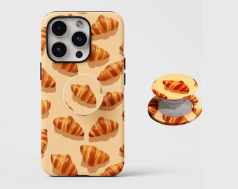 Croissant Phone Case,Cute breakfast,French Pastry gift,France Bakery ,For iphone 17-11,Samsung S30-20 FE,MagSafe compatible magnetic stand