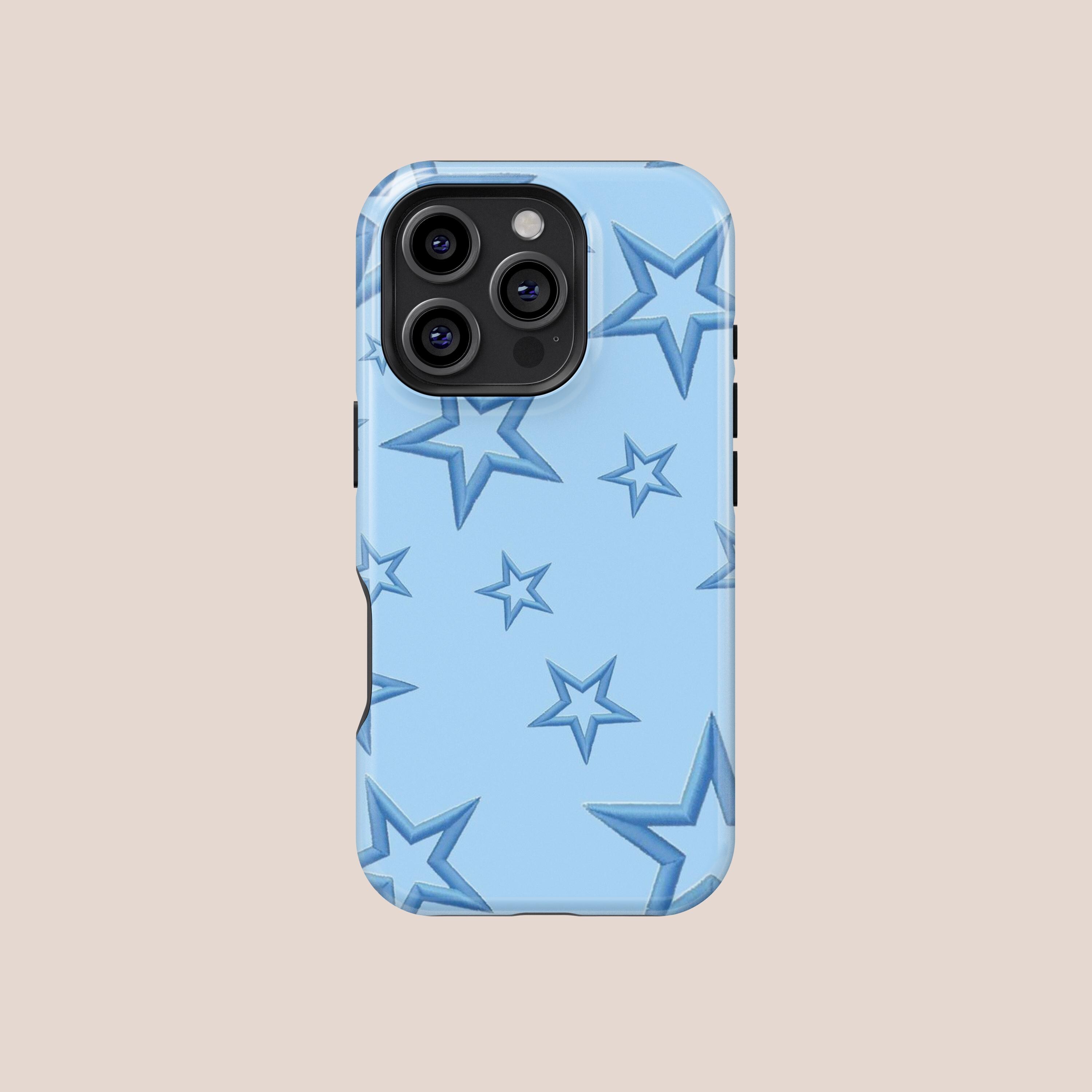 Star Pattern Phone Blue Embroidered Star Pattern Phone Case,retro Y2K Light Blue,cute Star ...