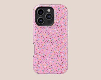 Candy Pink Sprinkle Pattern Phone Case,Cute Sprinkles Cake Girly,For iphone 17 16 15 14 13 12 11 Pro Max,Samsung S30 S25 S24 S23 S22 S20 FE