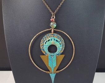 Egyptian Goddess amulet - bohemian pendant - modern necklace - boho jewelry - solid brass necklace - nickel free - adjustable length
