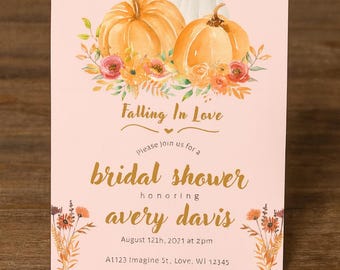 Falling In Love Bridal Shower Invitation | Fall Invite | Bridal Shower | Editable Template | Instant Download