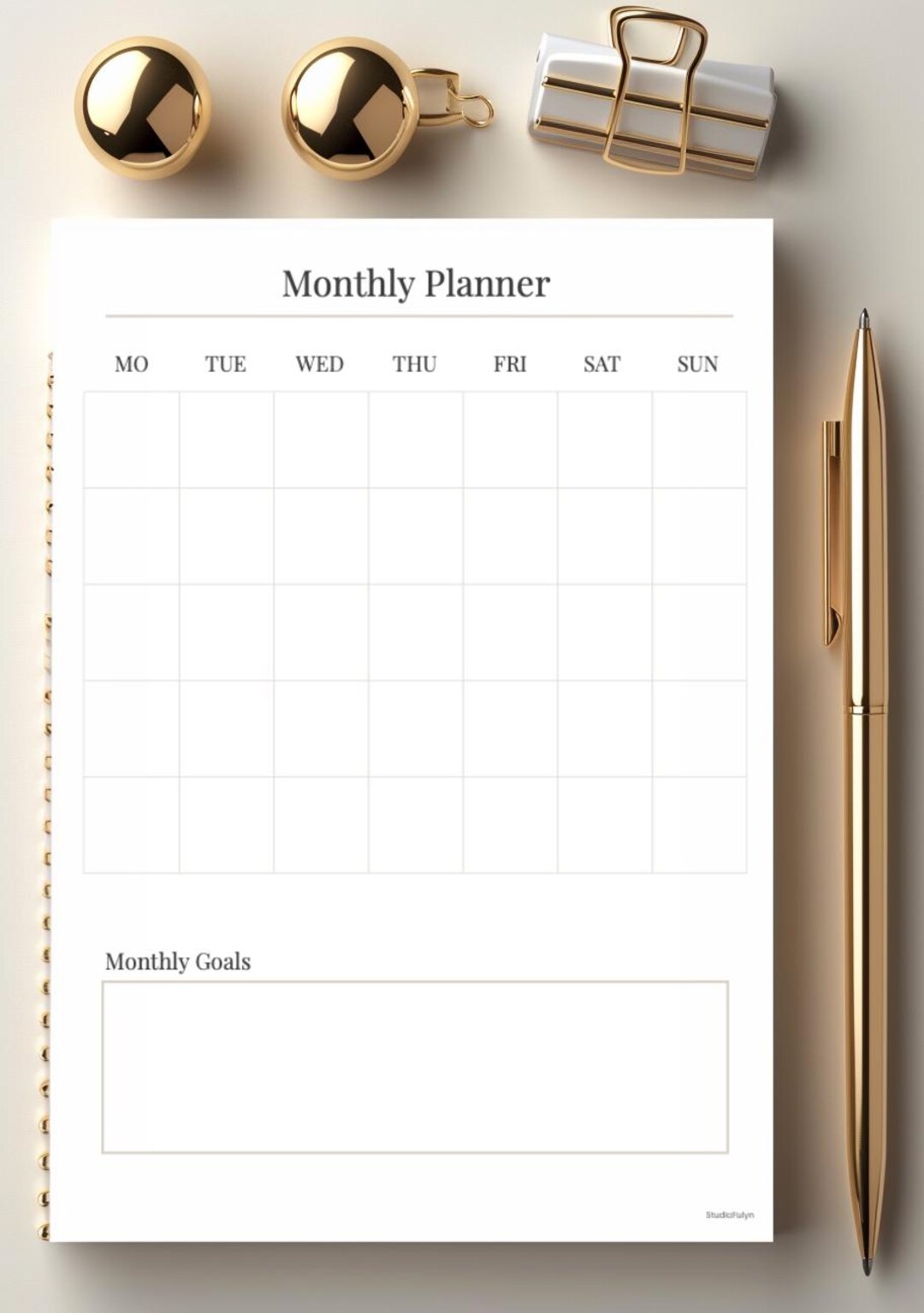 Monthly Planner Printable | Undated Calendar PDF | Minimalist Planner ...
