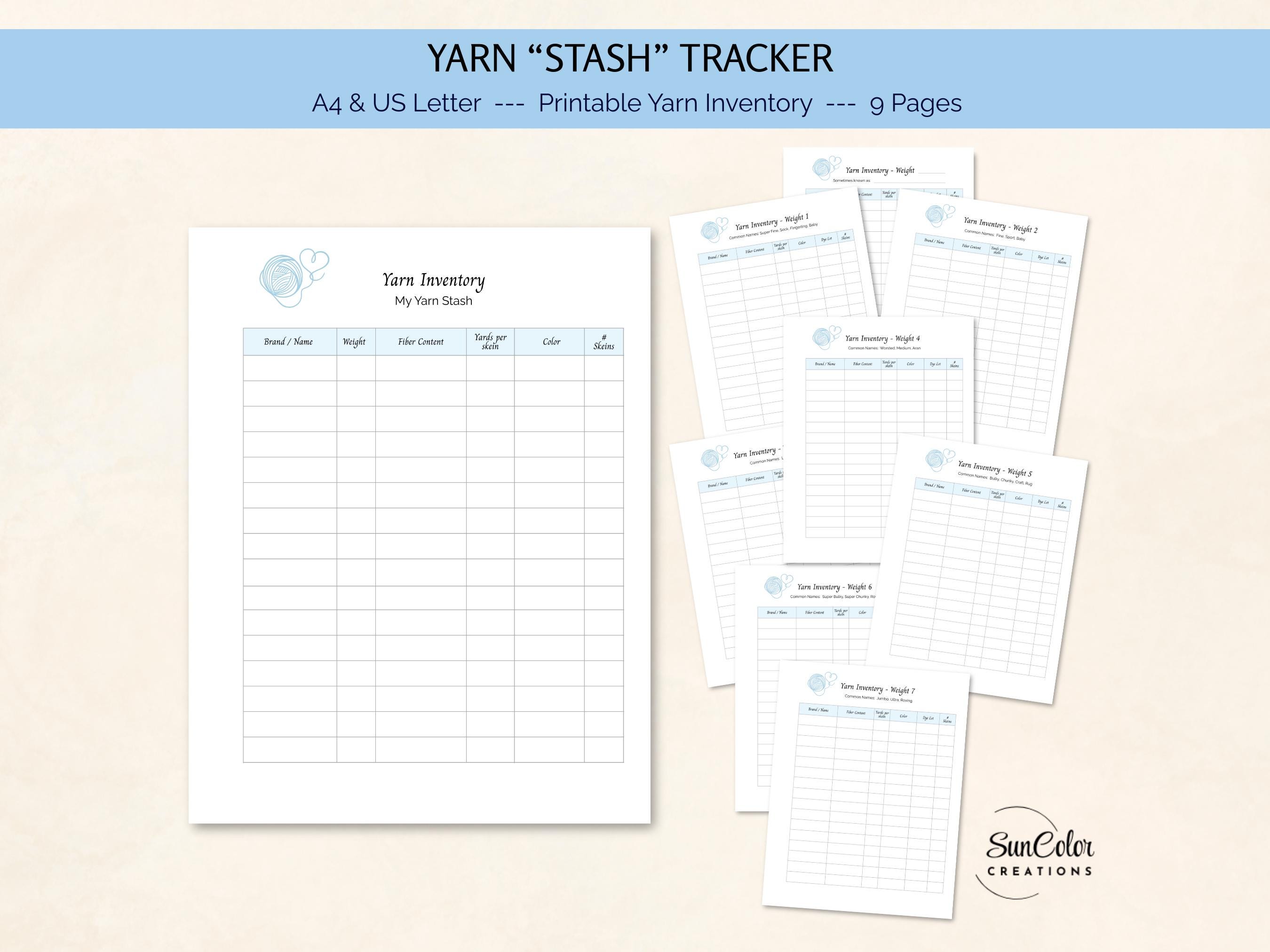 Yarn Inventory Yarn Stash Inventory, Yarn Tracker, Yarn Inventory, Planner, Crochet ...