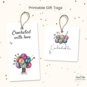Printable Gift Tag, Crochet Gift Tag, Crocheter, Handmade, Crochet label, Gift Tag for Crocheted gifts, Digital