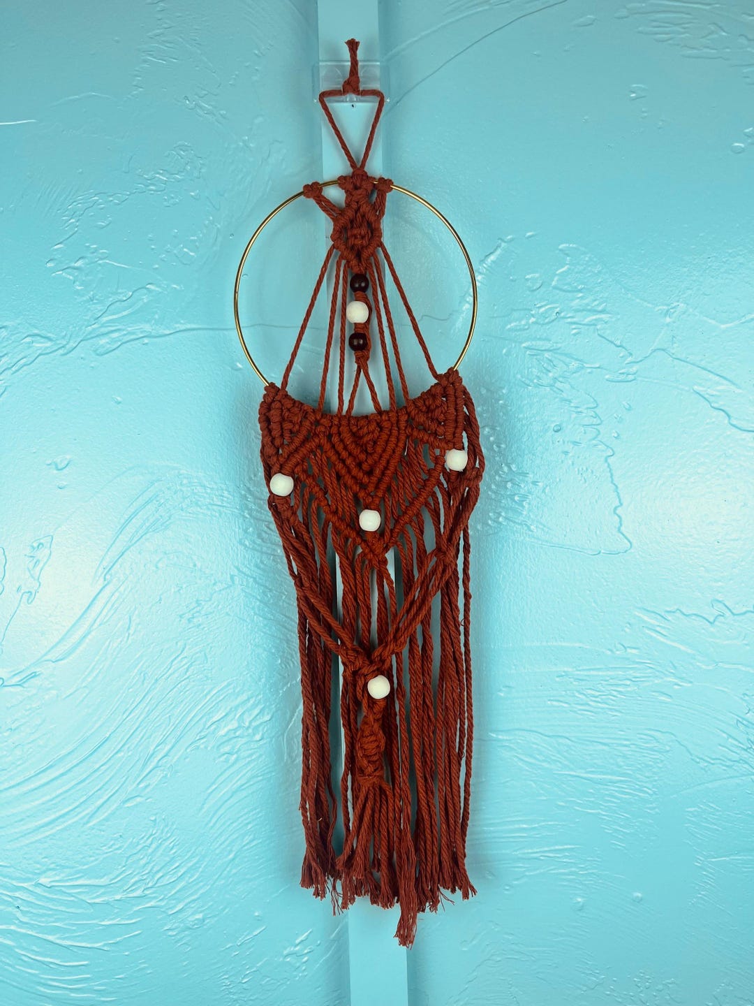 Boho Macrame Wall Hanging With Wooden Beads | Handmade Rustic Decor | 6 ...