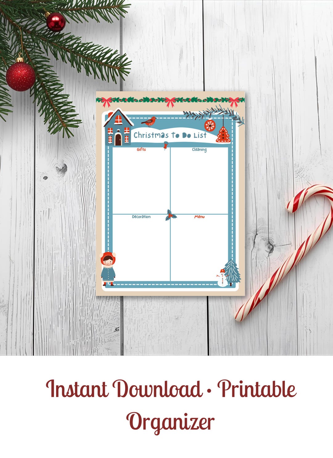 Christmas to Do List Printable | Holiday Planner | Checklist | Festive ...