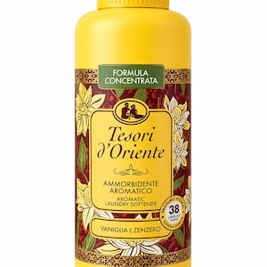 Adoucissant Tesori d’Oriente Parfum de luxe – Parfum longue durée pour le linge (Vanille, Hammam, Ayurvéda, Byzance, Musc) – 38 lavages