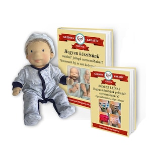 Baby doll making pattern and tutorial - PDF instant download - for 18&quot; - 45 cm sculpted head baby doll + diaper pattern and tutorial