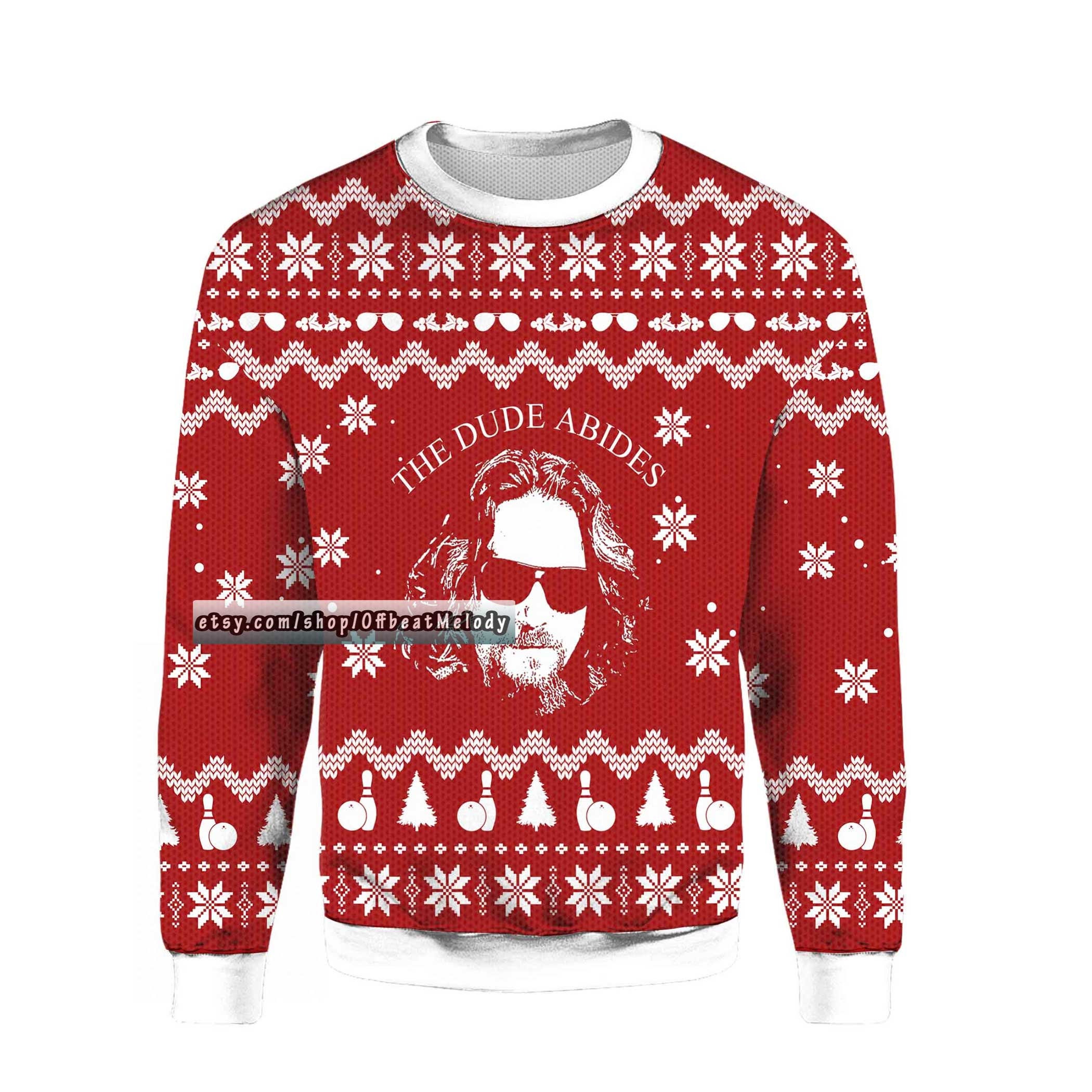 Pull De Noël The Big Lebowski « The Dude » – Manches Longues, License Officielle – Pour Fans Du Film Cultes
