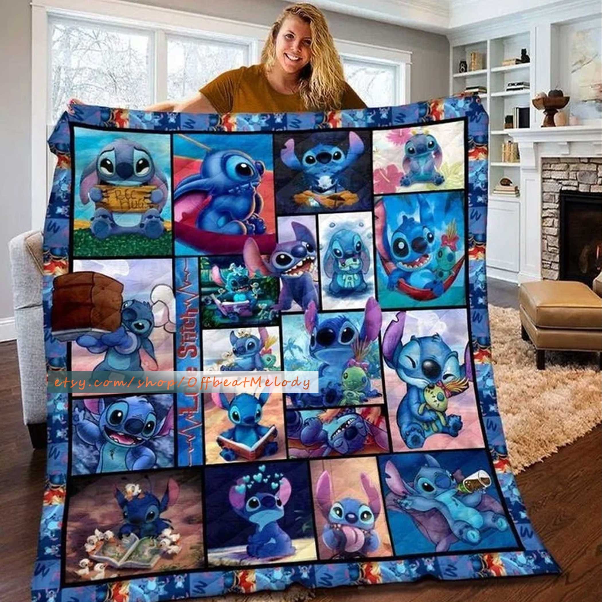 Discover Personalized Stitch Quilt Blanket, Stitch Ohana Lilo and Stitch Characters Quilt Blanket