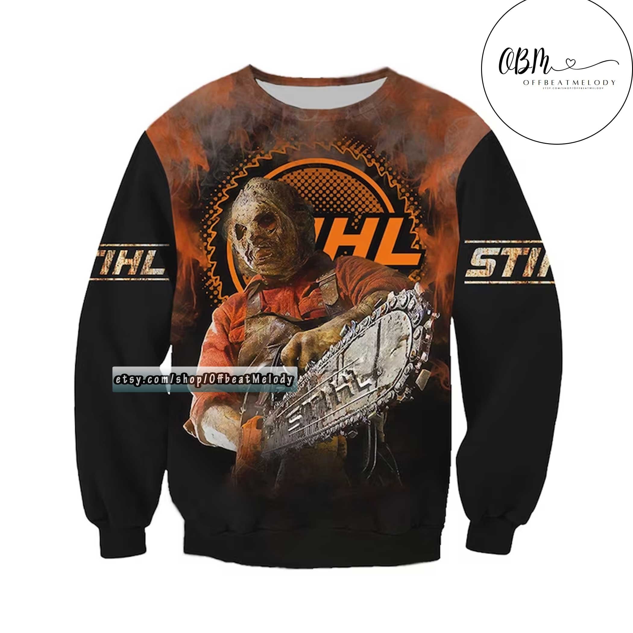 Stihl Horror Leatherface Chainsaw Halloween Ugly Sweater, Leatherface ...